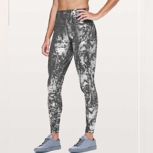 Lululemon Wunder Under Charcoal Gray Metallic Silver High-rise Tight Leggings